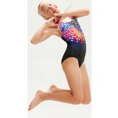 Speedo Badedragter Speedo Badedragt Allover Splashback Til Piger - Sort/Electric Pink/Flamingo