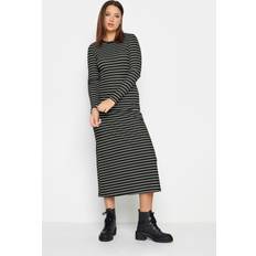 Long - Long Dresses LTS Tall Womens Black Stripe Ribbed Midi Dress