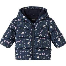 Abbigliamento per bambini Name It Kids' Milena Floral Print Puffer Coat, Dark Sapphire