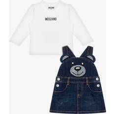 Moschino Kids Baby Teddy Bear dress and T-shirt set blue