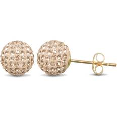 Beige Earrings Jewelco London 9ct Gold Champagne Peach Crystal Disco Ball Stud Earrings, 8mm JES209 One