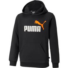 Puma Unisex Gensere Puma Ess+ 2 Col Big Logo Hoodie - Black-vibrant Orange Unisex