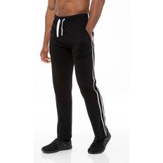 Man - Striped Trousers & Shorts Enzo Mens Lounge Pants Black Cotton