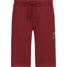 Dolce & Gabbana Red Shorts Dolce & Gabbana Jersey jogging shorts with embroidery wine