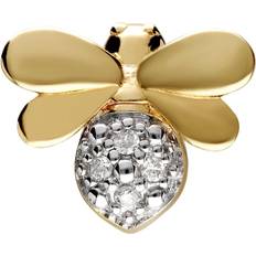 Femme Broches Gemondo Honeycomb Inspired Diamond Bee Pin In 9ct Yellow Gold