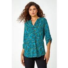 Paisley Tops Roman Paisley Jersey Stretch Shirt Teal