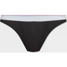 Côtelé Culottes Alexander Wang Logo Waistband Thong - Black