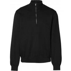 ID Mens Knitted Half Zip Pullover Fleece Black