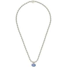 L - Men Necklaces Gucci Interlocking-G Enamel Silver Necklace, 55cm