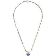 Gucci Smycken Gucci Logotyp Kedja Boule Halsband - Silver Blå