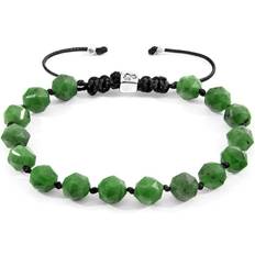 Green Bracelets Anchor & Crew Green Jade Zebedee Silver and Stone Beaded Macrame Bracelet