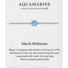 Anklets Philip Jones March Aquamarine Birthstone Anklet Created with Zircondia Crystals
