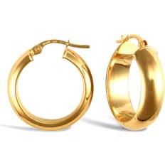 Yellow Earrings Jewelco London 9ct Gold D-Shape Wedding Band Style 6mm Hoop Earrings 20mm JER019 One
