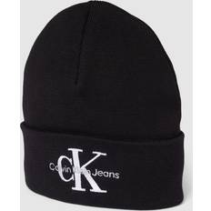 Calvin Klein Herren Mützen Calvin Klein Jeans Beanie aus reiner Baumwolle Modell 'EMBRO' in Black, Größe One One