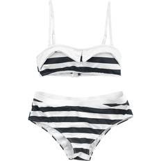 Elastan/Lycra/Spandex Bikinisæt Pussy Deluxe Bikinisæt Big Party Stripes Bikini till Damer sort-hvid
