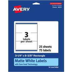 Office Supplies Avery Matte White Rectangle Labels 3-1/4 x 8-3/8
