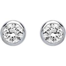 Rhodium Earrings Jewelco London Silver CZ Bubble Solitaire Stud Earrings 5mm PS-RD5 One