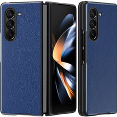 MAULUND Samsung Galaxy Z Fold5 5G Litchi Konstläder Skal Blå