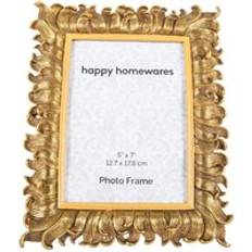 Happy Homewares Traditional Elegant Resin Hand Painted Gold with 3D Waves Photo Frame