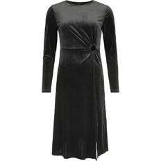 Midikleider - Samt QED London Velvet Keyhole Side Split Dress Mittellanges Kleid schwarz XS, S, M, L