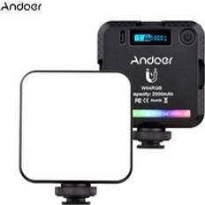 Andoer W64RGB Mini RGB LED Video Light Rechargeable Photography Fill Light CRI95 2500K-9000K Black