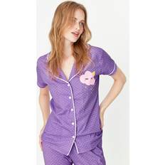 Morado - Mujer Pijamas Trendyol Collection Collection Pyjama Set Lila Unifarben für Damen