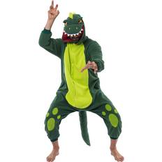 Spooktacular Creations Spooktacular Creations Unisex Adult Dinosaur Pajamas Plush Dinosaur Suit Cute Green Halloween Costume for Dress Up Cosplay Themed Party Halloween Decor Easter Christmas Festival