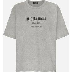 Dolce & Gabbana Grey Tops Dolce & Gabbana Interlock Cotton T-Shirt melange_grey