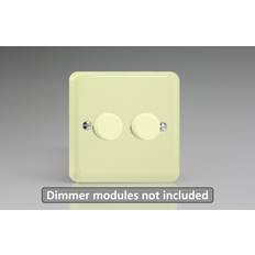 IP20 Wall Dimmers Varilight WY2.WC Lily Pastel White Chocolate 2 Gang Dimmer Matrix Kit inc Knob Single Plate