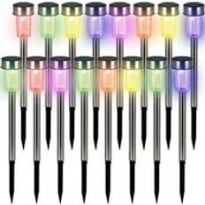 Multicolore Éclairage au Sol Deuba Lampes Solaires De Jardin Lot De 16 Lumières Solaires Multicolore - Monzana Éclairage au Sol