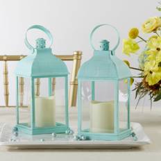 Porte-bougies de l'Avent Kate Aspen LED Vintage Decorative Blue Lantern Set of 2 Porte-bougie de l'Avent 2pcs
