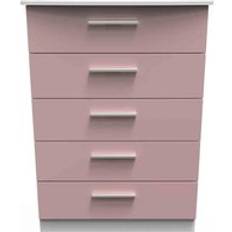 Pink Chest of Drawers Welcome Furniture Ready Assembled Knightsbridge 5 Chest of Drawer