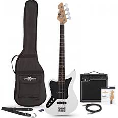 White Electric Basses Gear4music Seattle Left Handed Bass Guitar 15W Amp Pack, White