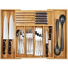 Brown Cutlery Trays MantraRaj Bamboo Organiser Cutlery Tray