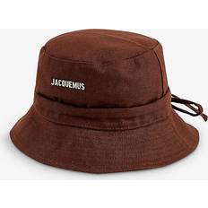 Brown - Men Hats Jacquemus Mens Brown Le Bob Gadjo Brand-plaque Cotton Bucket hat