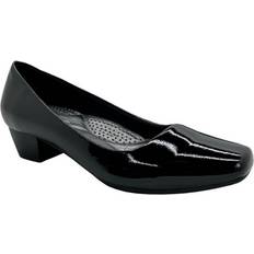 Boulevard Patent PU Low Heel Court Shoes Black