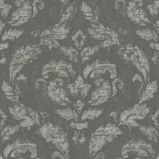 Silver Wallpapers Galerie Wallcoverings Ambiance Large Damask Design 33' L x 21" W Wallpaper Roll Non-Woven, Wood in Gray, Size 21.0 W in Wayfair" Gray