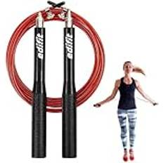 Edifit, Springseil, Fitness, Sport, 3 Meter, 165 mm Griff, Verstellbar, für Männer und Frauen, Heimtraining, Boxen, Crossfit, Workout Rot und Schwarz