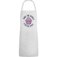 Textiles Grindstore Bake The World A Better Place Apron White