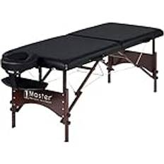 Master Massage 28" Argo Portable Table in Black with Walnut Legs- Spa Bed for Tabletop Exercise- Beauty Bed Tattoo Bed- Lash Table