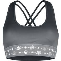 Yoga Bras EMP Special Collection Sport and Yoga Grey Bralette with Print and Crossed Straps at the Back Bustier black grey