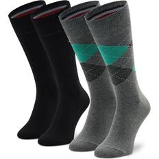 Tommy Hilfiger mens Check Classic Sock, grey melange/green, 43-46 2er Pack