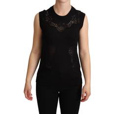 Cashmere Canottiere Dolce & Gabbana Black Cashmere Silk Cutout Tank Top IT42