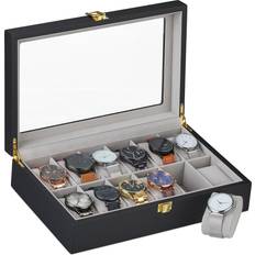 Scatole per Orologi Relaxdays Uhrenbox Schmuckaufbewahrung, Uhrenbox, Schwarz