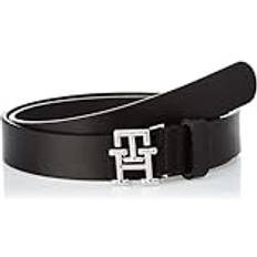 Tommy Hilfiger Women Belts Tommy Hilfiger TH Emblem Plaque Leather Belt BLACK UK36in