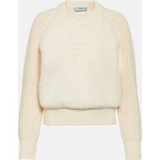 Shearling Tops Prada Alpaca Crew-Neck Sweater - White