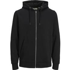 Men - Polyester Cardigans Produkt Basic Zip Up Hooded Sweatshirts Black