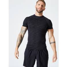 Domyos Short-sleeved Crew Neck Weight Training Compression T-shirt Black/khaki Black/deep Khaki