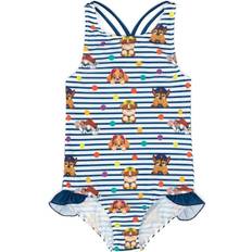 Girls Striped One Piece Swimsuit Blue/Grey/Multicolour