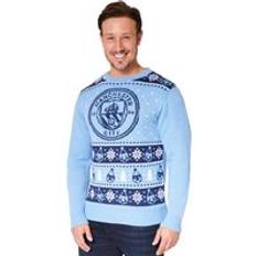 Corduroy Jumpers Manchester City FC Christmas Jumper Crew Neck Blue